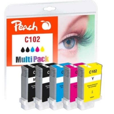 Peach  Spar Pack Tintenpatronen kompatibel zu Canon imagePROGRAF IPF 610 plus