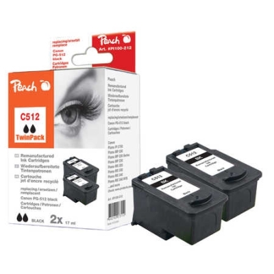Peach  Doppelpack Druckköpfe schwarz kompatibel zu Canon Pixma MP 480
